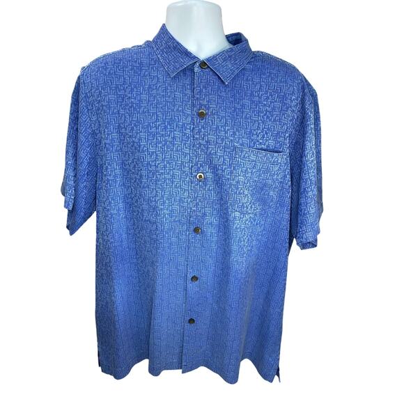 Tommy Bahama Button-Up Shirt – Textured Blue – Short Sleeve – Size XL 100% Silk - Picture 1 of 7